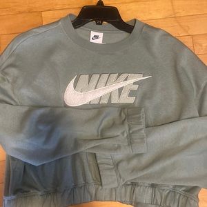 Green Nike crop sweater